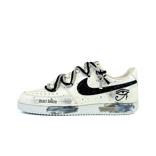 Anpassade sneakers Nike Court Vision 1 Low ”Eye of God 2.0” Distressed Splatter herrskateboardskor