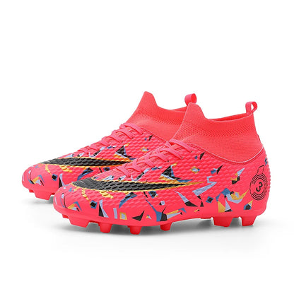 Professional Soccer Shoes Men Outdoor High-Top Sports Football Boots Boots Ag/Fg Long Spikes Artificial Grass Training Match
