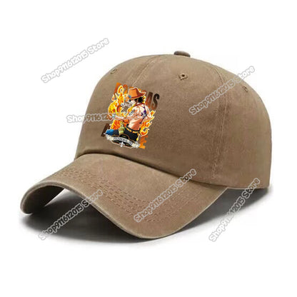 One Piece Men Washed Baseball Cap Unisex Retro Hip-hop Peak Caps Anime Luffy Male Outdoor Trucker Hat Travel Sunscreen Sunhat