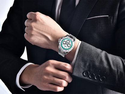 RollsTimi Herrenuhren – luxuriöse mechanische Herrenuhr mit Saphirglas, Kalender, Wochentagsanzeige, Edelstahl und Wasserschutz