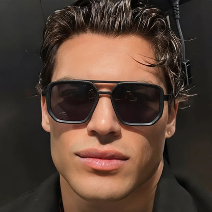 Polarized Square Sunglasses Men 2026 Luxury Vintage Double Bridge Gradient Lens Driving Shades Retro Flat Top Sun Glasses Male