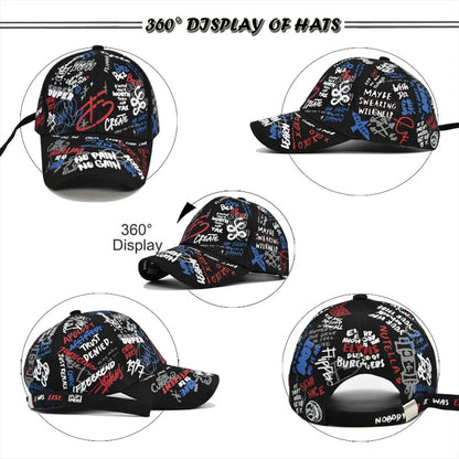 Trendige Unisex-Baseballkappe mit Graffiti-Print – Bunte, bemalte Schirmkappe