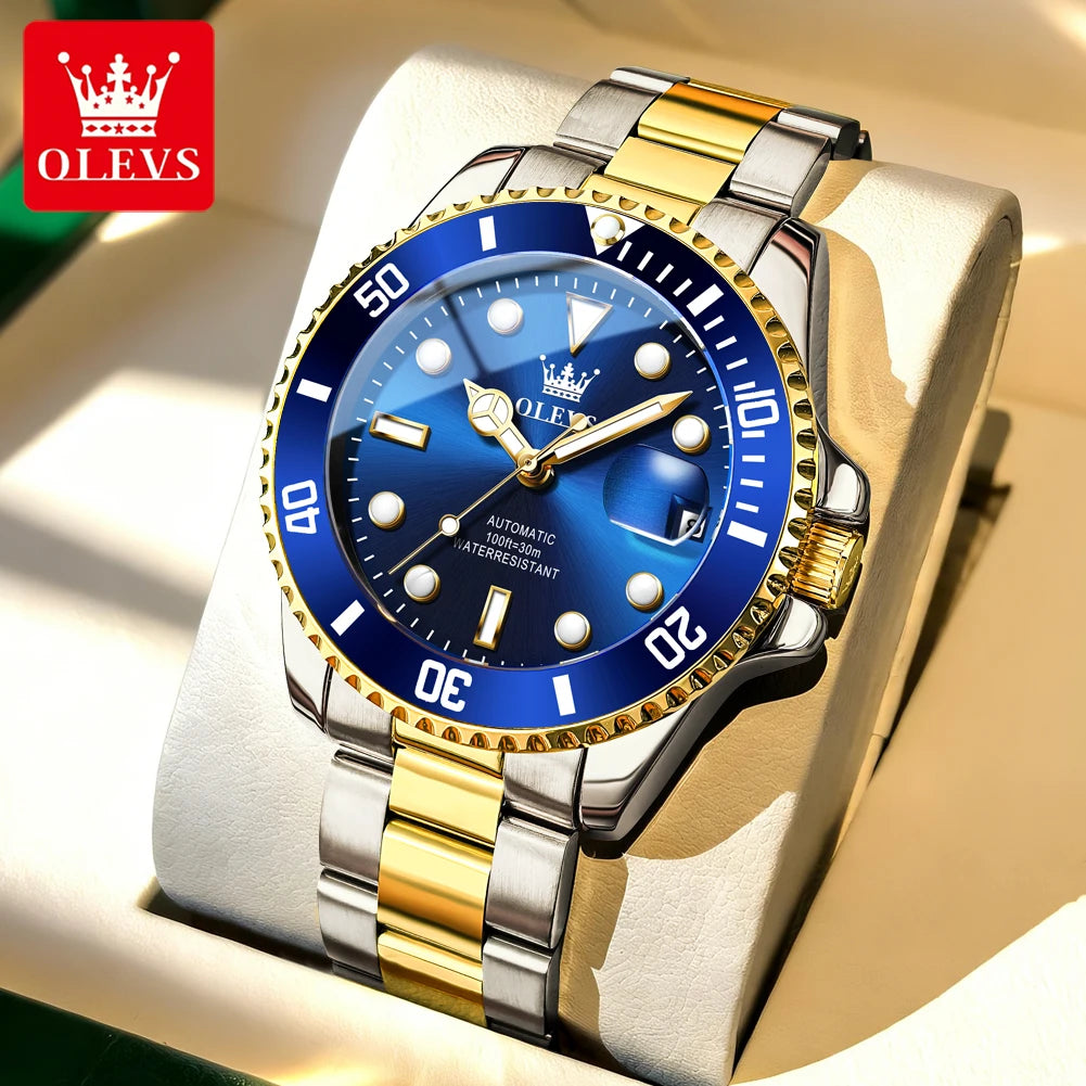 Montre mécanique automatique de luxe pour homme OLEVS 6650 – Étanche, luminescente, bracelet en acier – Montre-bracelet pour homme, style professionnel, grande marque