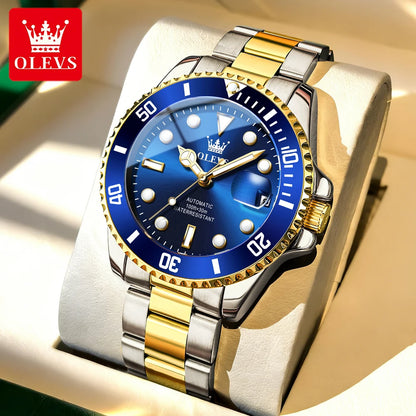 Montre mécanique automatique de luxe pour homme OLEVS 6650 – Étanche, luminescente, bracelet en acier – Montre-bracelet pour homme, style professionnel, grande marque
