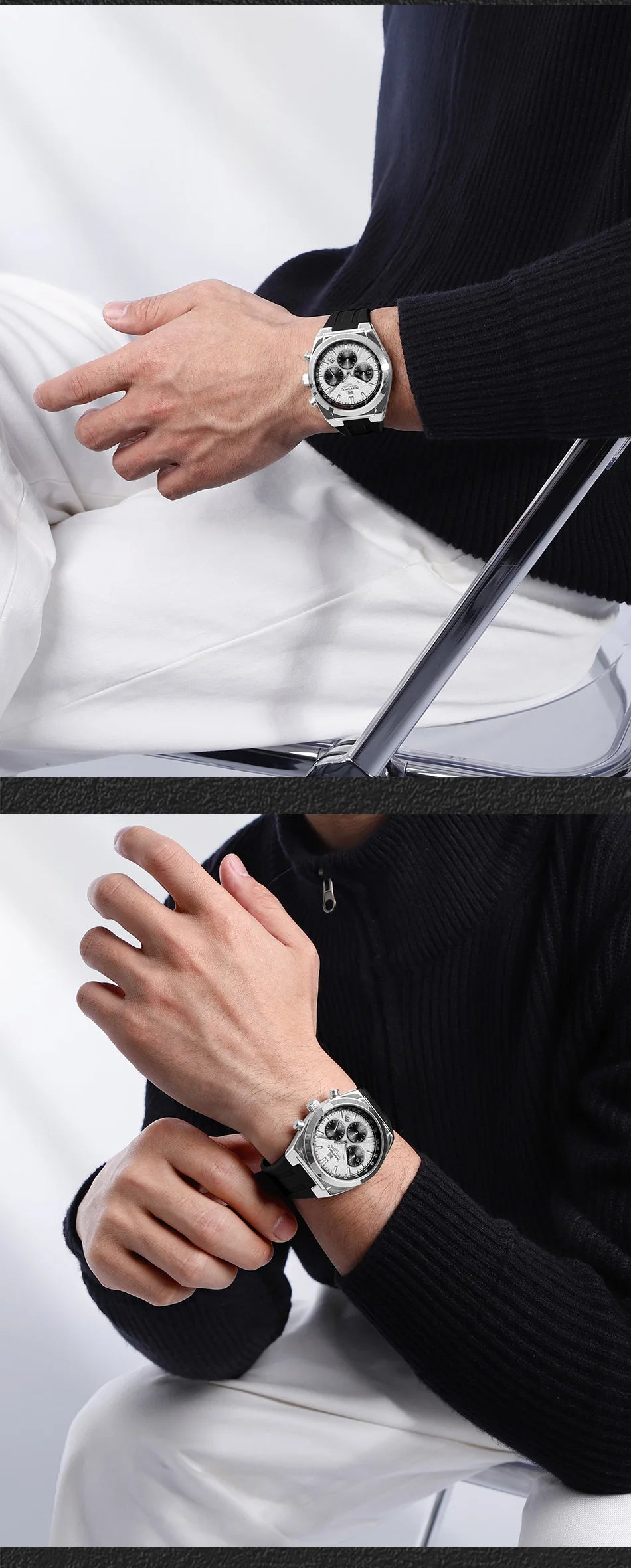Ceas de mână pentru bărbați NAVIFORCE – Stil luxos și sportiv, mecanism cu cuarț, afișaj 24 de ore, fereastră pentru dată, cronograf, rezistent la apă – Idei de cadouri pentru bărbați