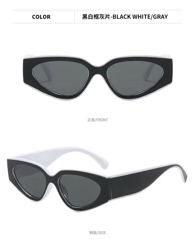 Steampunk Cat Eye Sunglasses Women Men Black-white Frames Trendy Sun Glasses Fashion Retro Vintage Accessories Shades Eyewear