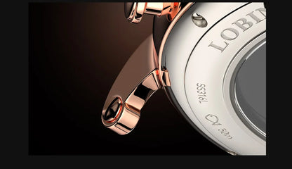 Relógio masculino mecânico automático LOBINNI Luxury Brand Switzerland com calendário perpétuo, vidro de safira e mostrador multifunções L13019-8