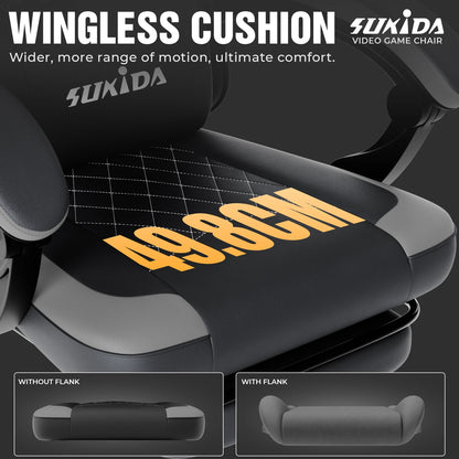 SUKIDA Gaming Chair Ergonomic High Back Computer Chair with Footrest, Reclining Office Chair with Adjustable Height, Comfortable Racing Style Desk Chair