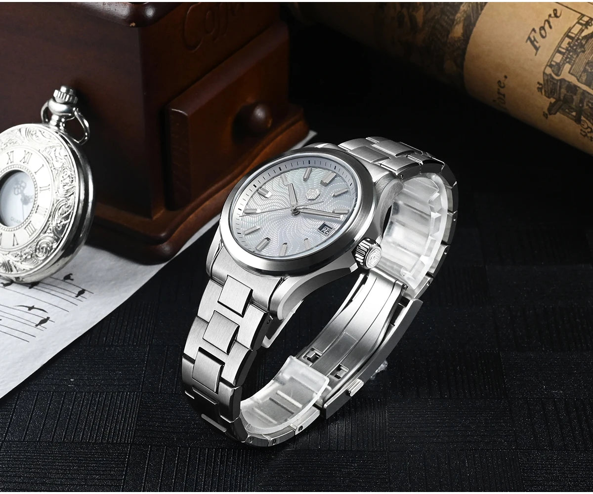 San Martin 39mm Miyota 9015 Turbine Guilloche MOP Dial Men Luxury Watch Automatic 3H Date Quick Adjust BGW-X1 Luminous SN0150-1