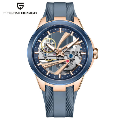 PAGANI DESIGN herreur – Luksuriøst mekanisk ur med automatisk optræk, af typen »skelet« (med synligt urværk), udstyret med en tourbillon, safirglas med antirefleksbehandling, vandtæt og selvlysende.