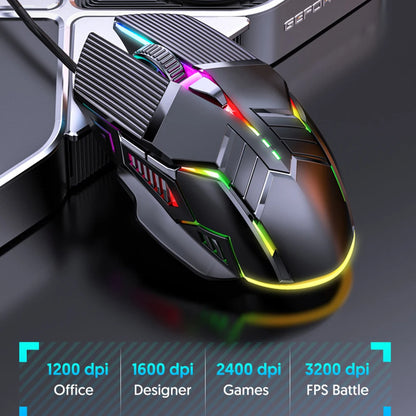 3200DPI Ergonomic Wired Gaming Mouse USB Computer Mouse Gaming RGB Backlit Gamer Mouse 6 Button LED Silent Mice for PC Laptop