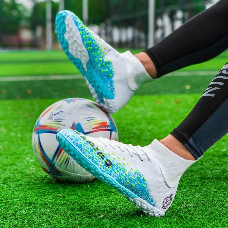 1 paire de chaussures de football pour hommes, résistantes à l'usure, antidérapantes, avec crampons longs et courts, idéales pour les matchs sur gazon extérieur, pour étudiants et adultes