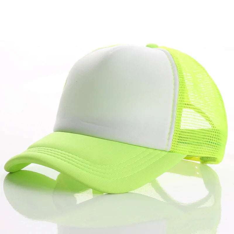 Candy Color Sublimation Blank Baseball Hats Travel Trucker Plain Mesh Sports Outdoor Snapback Cap for Men Boys Women Girls