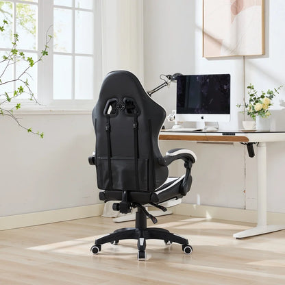 Ergonomic Rotating Gaming Chair, 360° Reclining Office Chair, Pivoting, Height-Adjustable, Footrest, Headrest