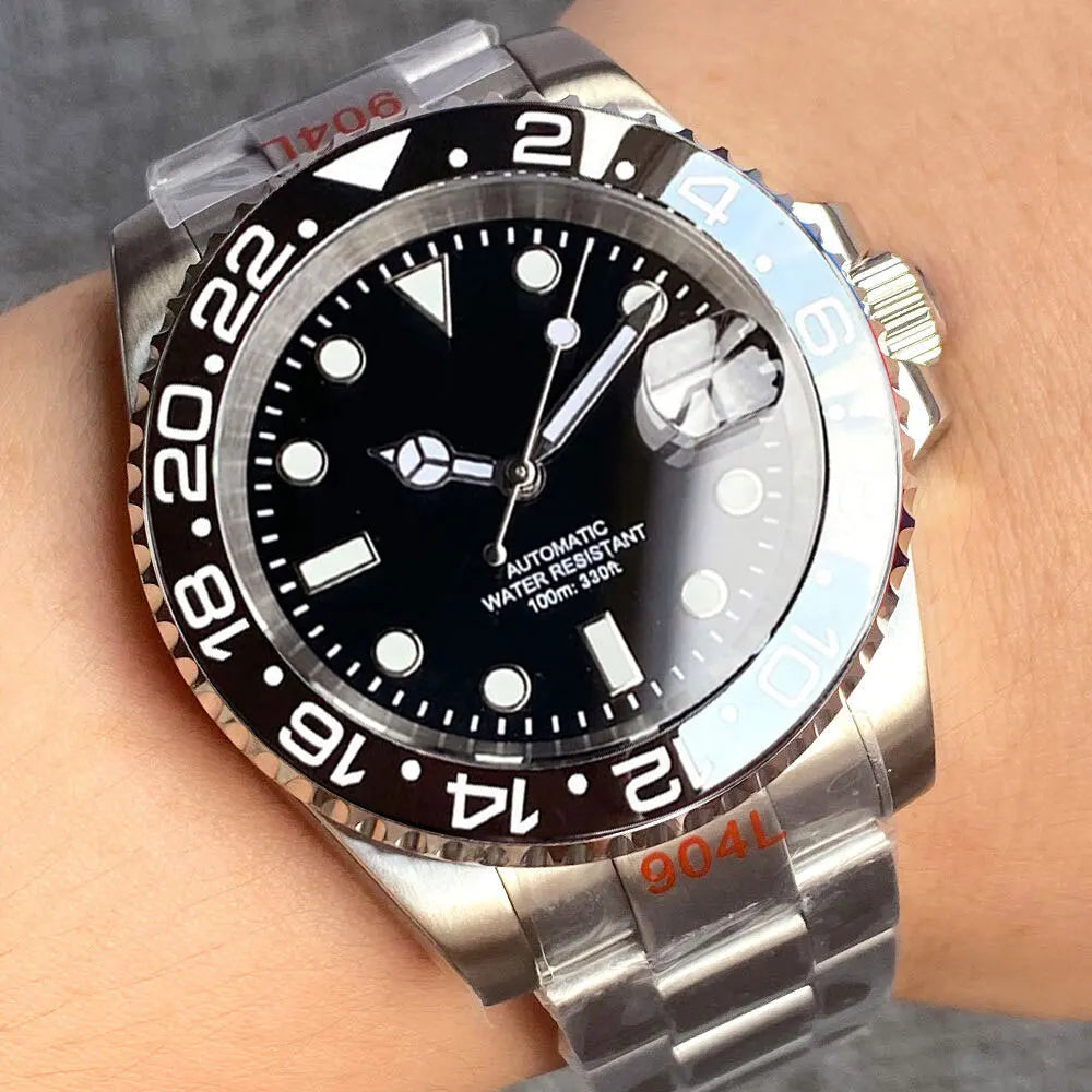 Reloj automático para hombre Miyota8215 resistente al agua 200m, reloj de buceo 40mm, movimiento mecánico, luminoso, correa Jubilee y hebilla Glide Lock