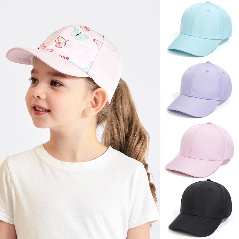 Fashion High Ponytail Kids Boy Hat Sun Hats Baseball Caps Solid Color Travel Caps Sun-proof Wide Brimmed Peaked Caps Hat