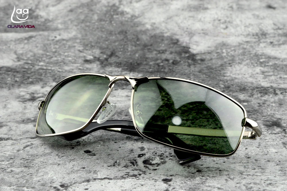 Clara Vida Military Men Darkgeen Lenses High Definition Polarized Uv400 Uv100% Sunglasses Sunshades For Out Door Drivin