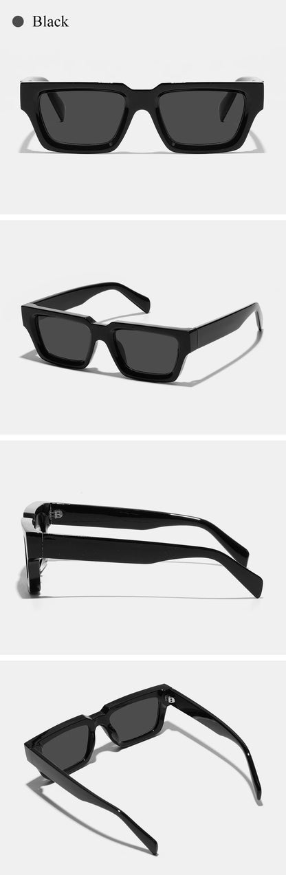 Ruiao 2026 fashion black small rectangular thick frame sunglasses for men and women rectangular summer wear shades