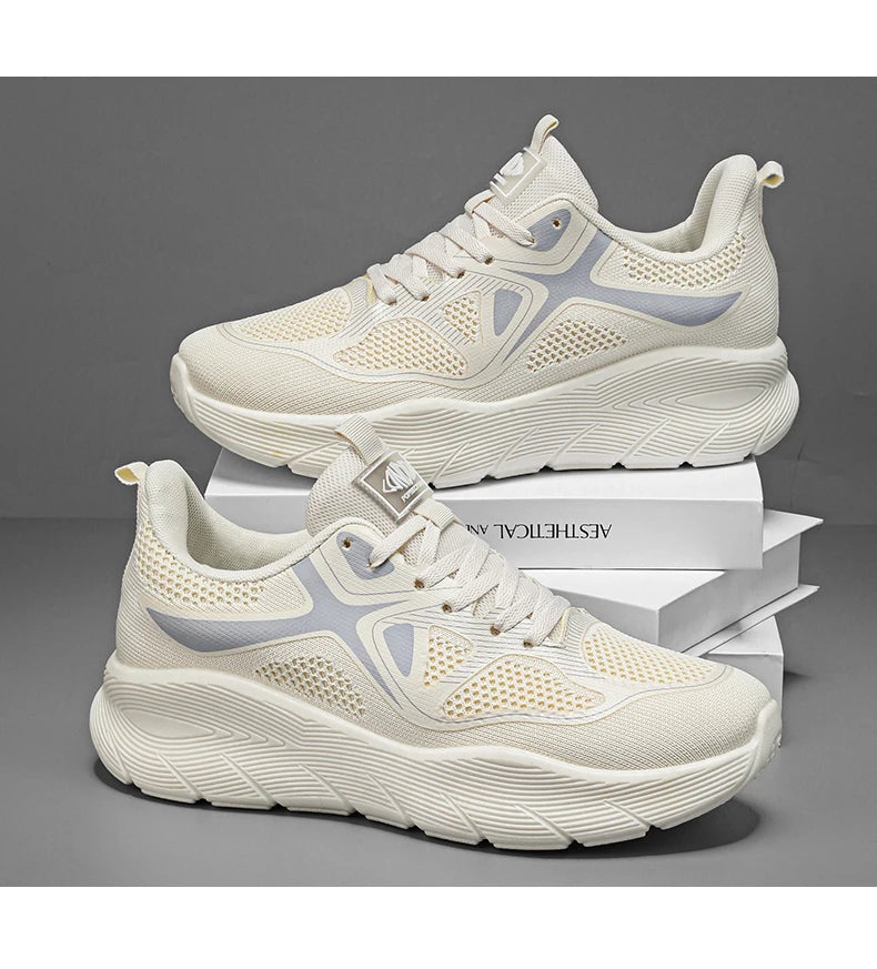 Fashion Platform Men's Running Shoes Trendy Casual Knit Breathable Orange Sneakers Men Outdoor Sports Non-slip Jogging Shoes Man