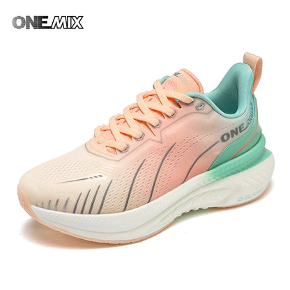 „ONEMIX“ moteriški sportiniai bateliai, juodi, kvėpuojantys bėgimo bateliai moterims, dizainerio kūrinys, nemokamas pristatymas, rožiniai mados sportiniai bateliai su amortizacija