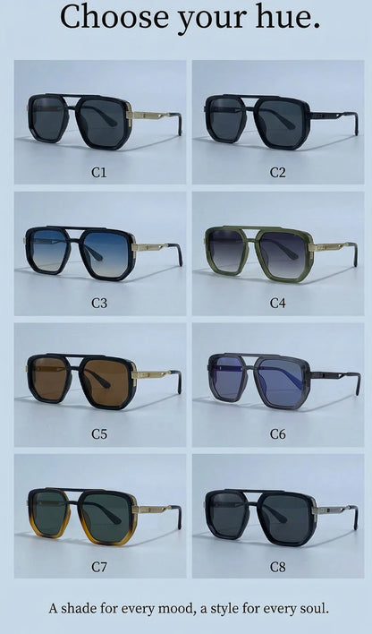 Polarized Square Sunglasses Men 2026 Luxury Vintage Double Bridge Gradient Lens Driving Shades Retro Flat Top Sun Glasses Male