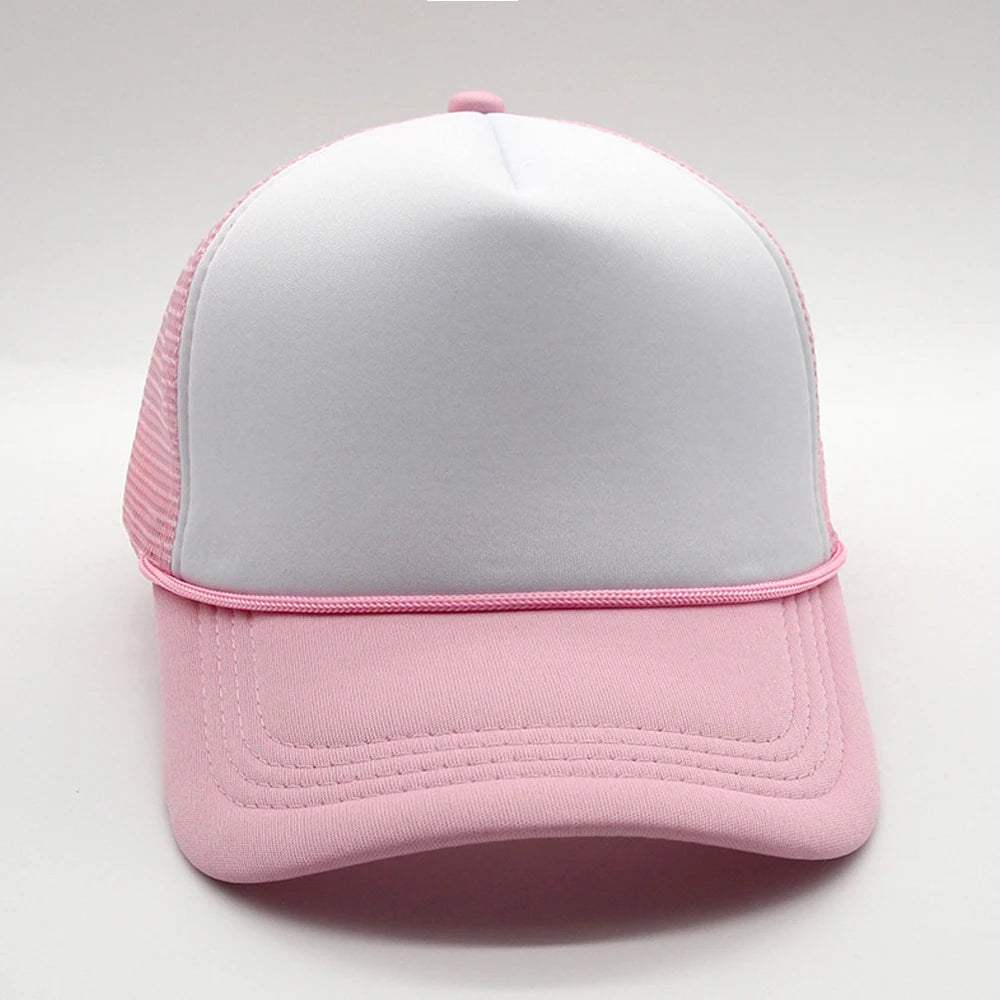 5 panel Trucker Caps Men Women Plain Blank Foam Mesh Baseball Cap With Rope Summer Breathable Outdoor Sport Sun Visor Hats