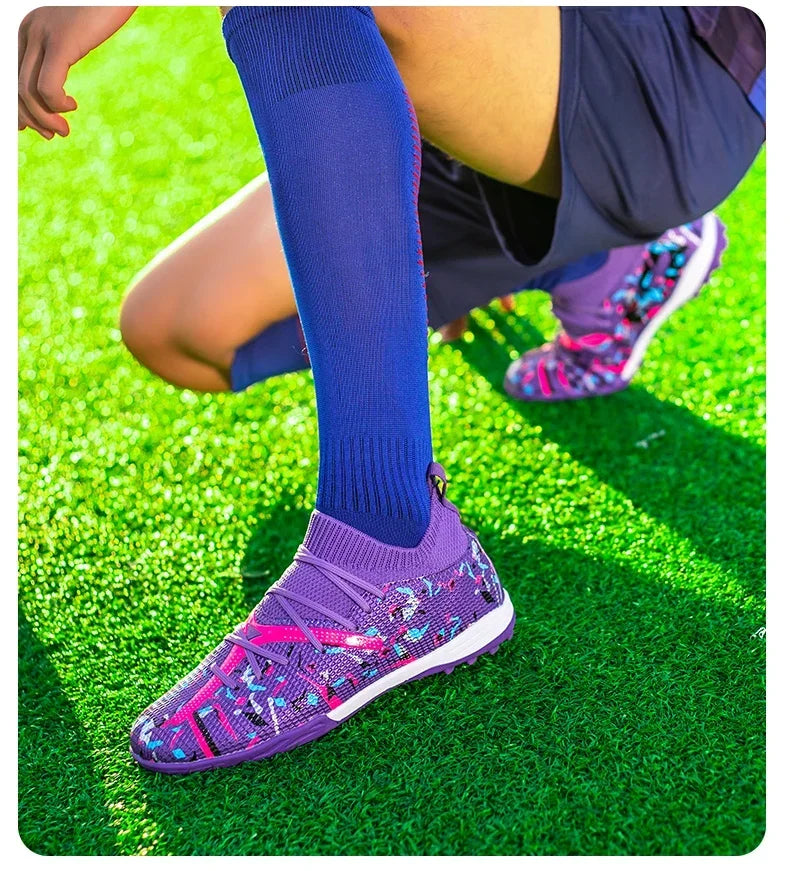 Chaussures de football à pointes longues pour hommes, chaussures de sport d'intérieur, chaussures de football professionnelles, chaussures souples respirantes unisexes, livraison directe
