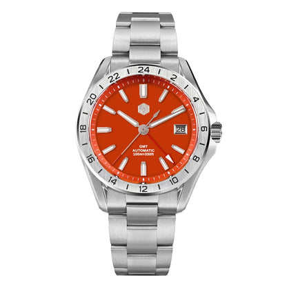 Relógio de Luxo para Homem San Martin 39mm com Mostrador em Pedra Aventurina, NH34 GMT Automático Mecânico, Safira, Impermeável e Luminescente SN0129