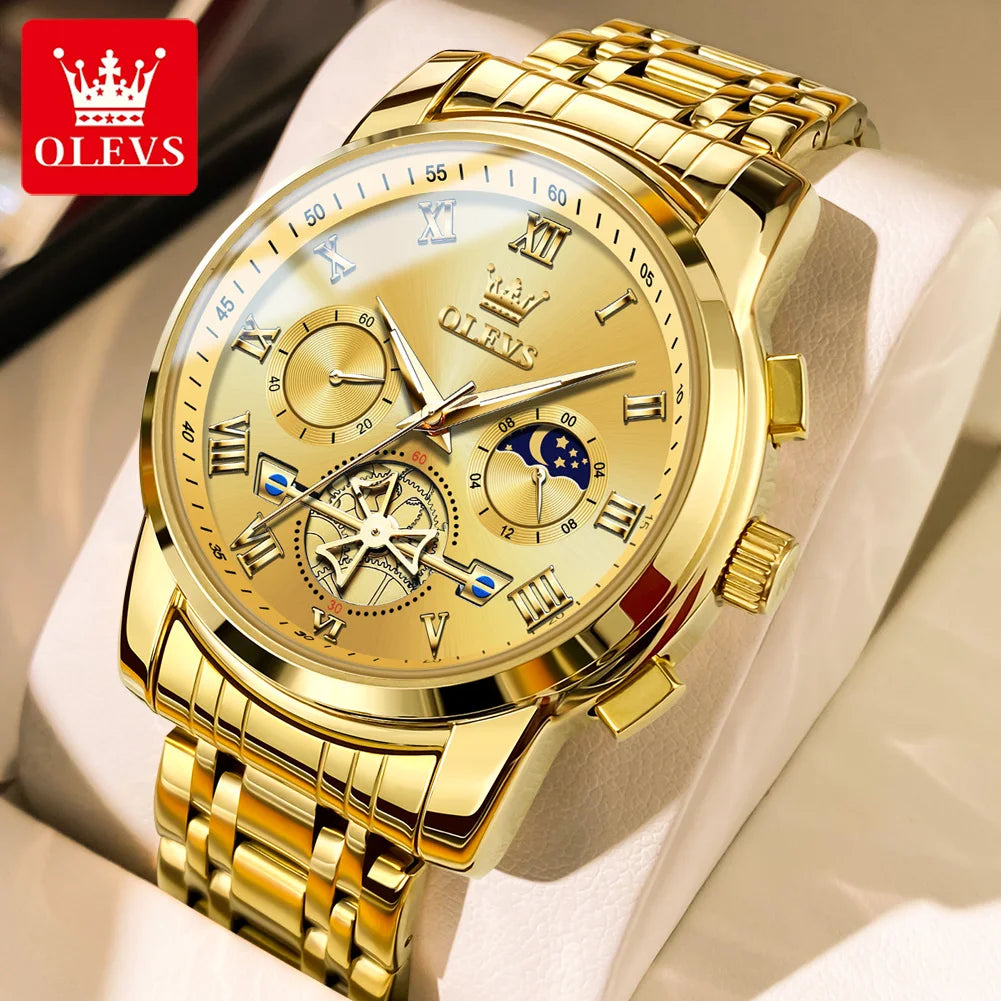 OLEVS 2859 Herrenuhr – Klassisches und luxuriöses Modell mit römischen Ziffern, Multifunktionsanzeige, wasserdicht, leuchtendes Zifferblatt, hochwertiges Quarzwerk.
