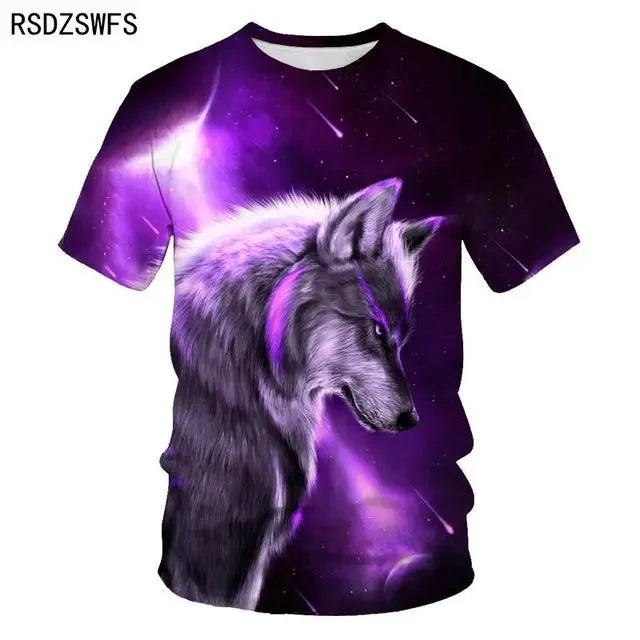 3D Fierce Animal Printed Men's Clothing Casual Fashion Wolf Pattern Short Sleeve Pullover Outdoor Daily Trend T-shirts For Men