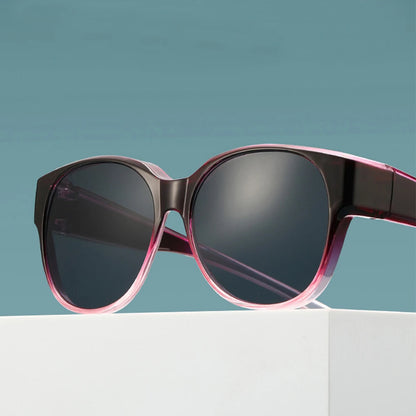 Fashion UV Protection Driving Sunglasses Round Frame Y2K Wear Over Glasses Retro Black Shades for Women Men