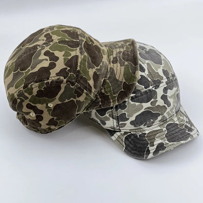 American Retro Camouflage 5-Panel Baseball Cap Female Functional Wind Korean Wide-brimmed Sports Fashion Hip-hop Couple Cap