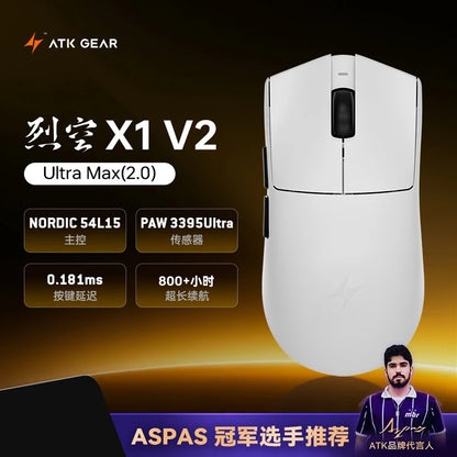 ATK Blazing Sky X1 V2-serien trådlös mus med dubbla lägen Paw 3950ultra 8k återrapporteringsfrekvens anpassad ergonomi e-sport gaming kontorsmus