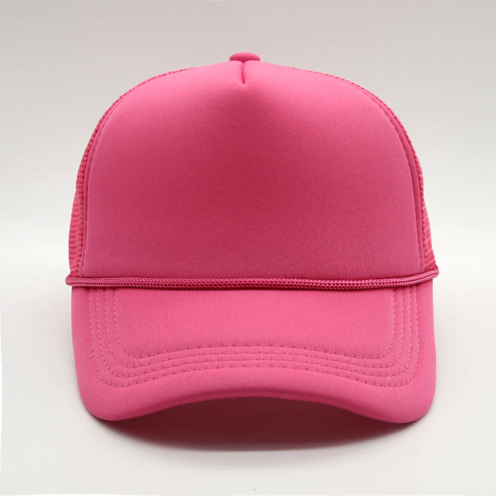 5 panel Trucker Caps Men Women Plain Blank Foam Mesh Baseball Cap With Rope Summer Breathable Outdoor Sport Sun Visor Hats
