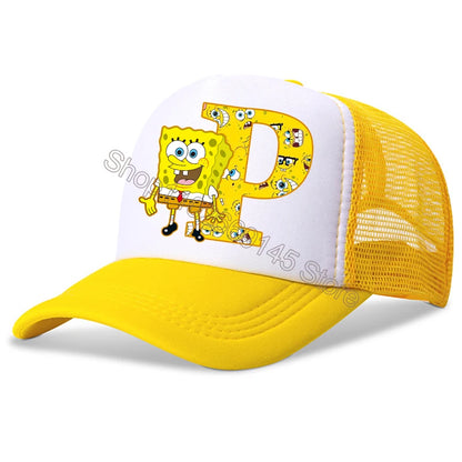New Spongebob Children Baseball Caps Kawaii Cartoon Letter Printed Hat Kids Casual Sun Hat Adjustable Peaked Cap Birthday Gifts