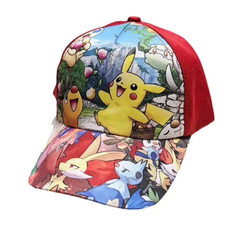 Pokemon Go Anime Figure Pikachu Polyester Baseball Cap Print Cartoon Peaked Cap Children's Dress Up Decoration Birthday Gifts