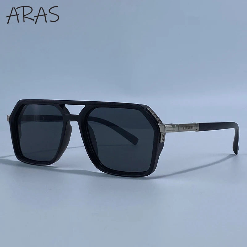 Vintage Steampunk Polarized Sunglasses Women Double Bridge Black 2026 Luxury Designer Driving Shades For Lady Fashion Eyewear
