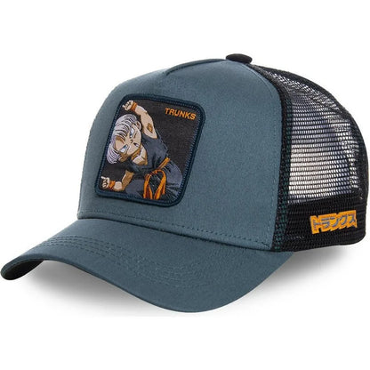 New Dragon Ball Son Goku Cap Summer Travel Peaked Cap Men's Embroidery Hip-Hop Cap Style Sun Visor Adjustable Trucker Mesh Cap