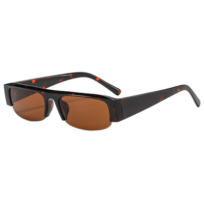 vintage small rectangle half frame black sunglasses for new fashion leopard gradient sun glasses ladies trendy driving eyewear