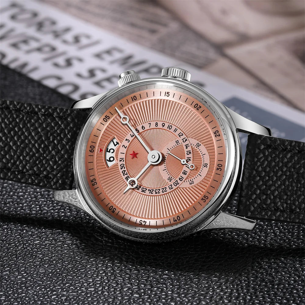 Red Star 40mm Premium Men's Watch with Seagull ST1716 Movement 3ATM Waterproof Calendar Automatic Mechanical Watch for Men