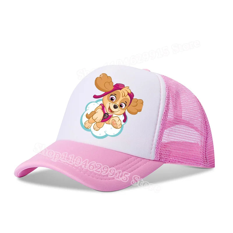 Paw Patrols Baseball Cap Cartoon Anime Skye Chase Print Girls Sun Headwear Summer Athleisure Adjustable Mesh Hats Birthday Gift