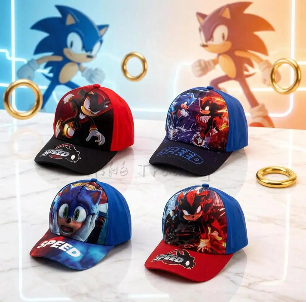 Najnowsza regulowana czapka baseballowa dla dzieci Sonic Print 48–54 cm z motywem anime Tails i Knuckles, czapka przeciwsłoneczna z motywem cienia, niebieski jeż, czapka dla niemowląt na świeżym powietrzu, prezent