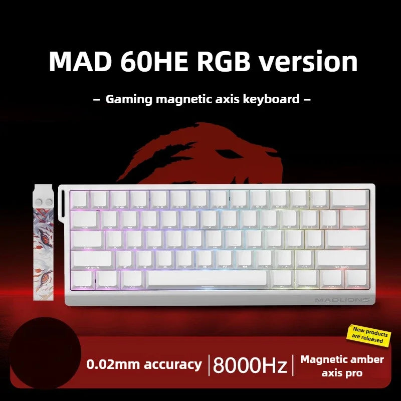 Teclado gaming FGG MAD60 RGB de eixo magnético, dedicado a jogos, com teclas totalmente hot-swap, resposta rápida e personalização de entrada de gama
