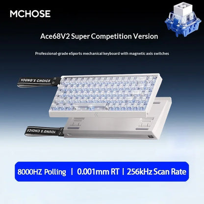 MCHOSE ACE68 V2 Gaming Keyboard Hall Effect 0.001MM RT 8kHz Polling Rate Hot Swappable Support 16K/128K/256K Scan Rate RGB DKS