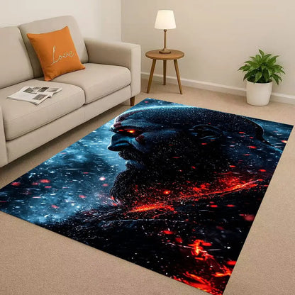 Kratos God of War Game Cartoon Gamer Living Room Non-Slip Area Rug Soft Carpet for Bedroom Playroom Sofa,Easy Clean Home Doormat