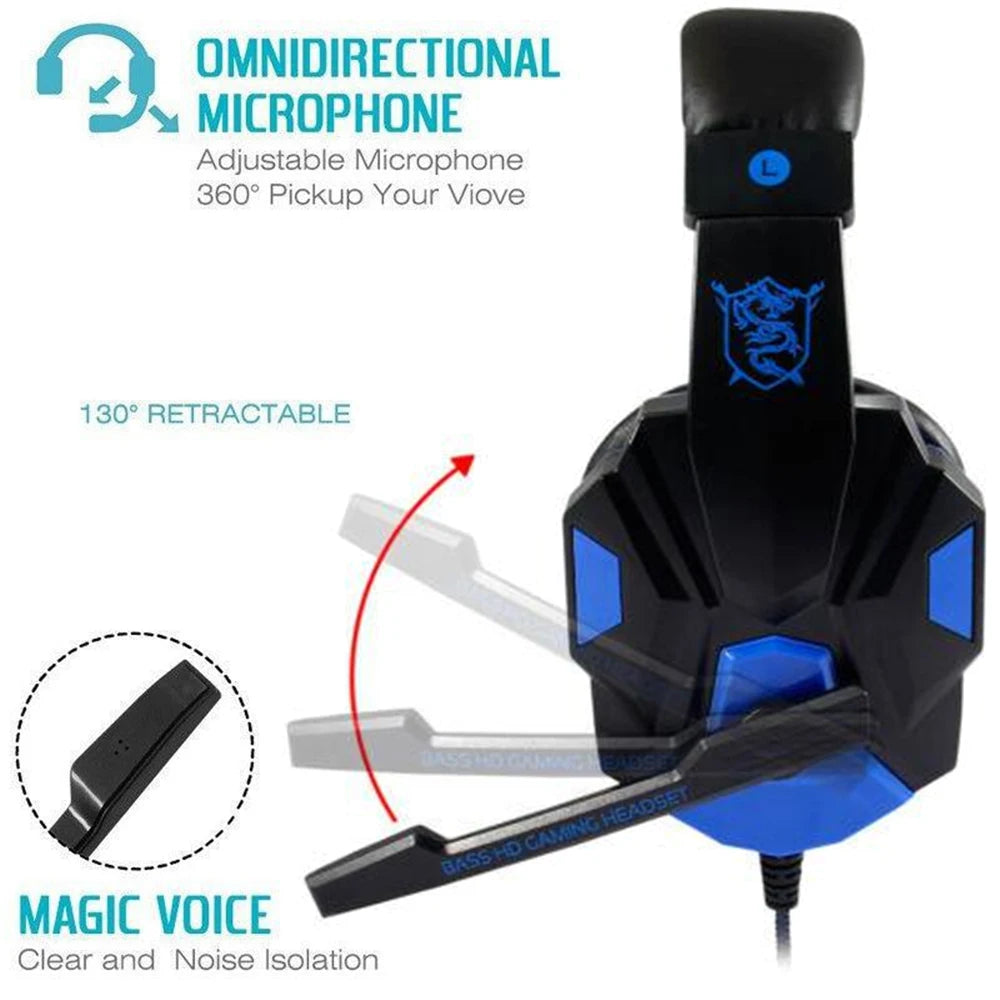 Professional Wired Gaming Headset with Noise Cancelling Microphone – Adjustable 3.5mm Stereo Headphones for PS5, PS4, PC, Laptop & Mobile Devices