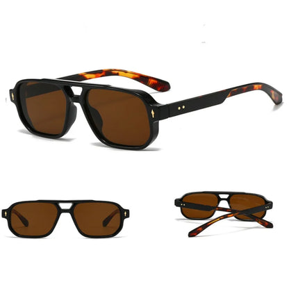 Retro Double Beam Sunnies HD Leopard Print Eyewear Unisex Polarized Sunglasses Waterproof Lightweight Anti-UV Glasses Outdoor