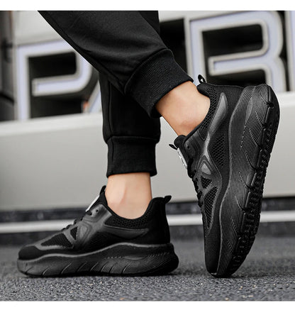 Fashion Platform Men's Running Shoes Trendy Casual Knit Breathable Orange Sneakers Men Outdoor Sports Non-slip Jogging Shoes Man