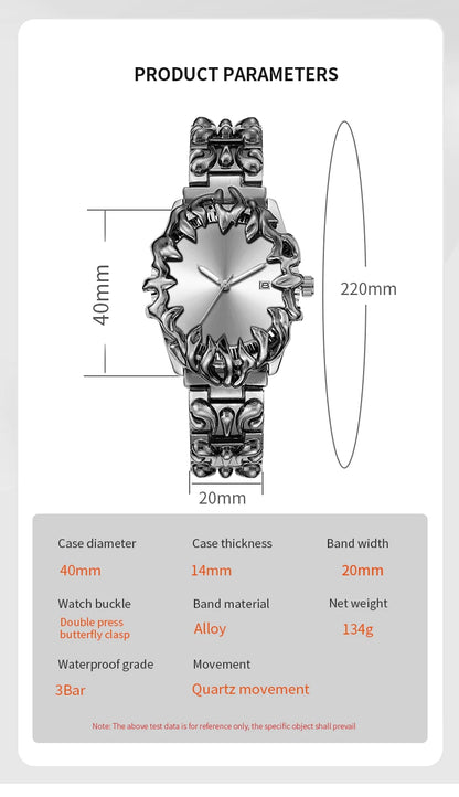 Sports Men Watch Fashion Man Stainless Steel Quartz Movement Red Clock Top Brand Halloween Creative Military Watch for Men reloj