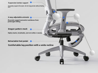 Ergonomic Office Chair Recliner Computer Chair with Adjustable Height, Swivel Gaming Chair, Lumbar Support, Comfortable E-Sports Chair